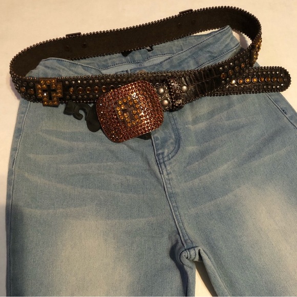 Unisex Interchangeable rhinestone leather belt - Picture 2 of 5
